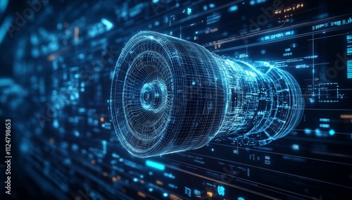 A futuristic space ship with a large camera on the front