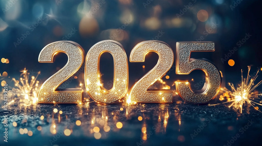 Sparkling 2025 New Year Celebration with Golden Numbers, Fireworks, and Bokeh Lights. Sparkling 2025 New Year Celebration with Golden Numbers, Fireworks, and Bokeh Lights.