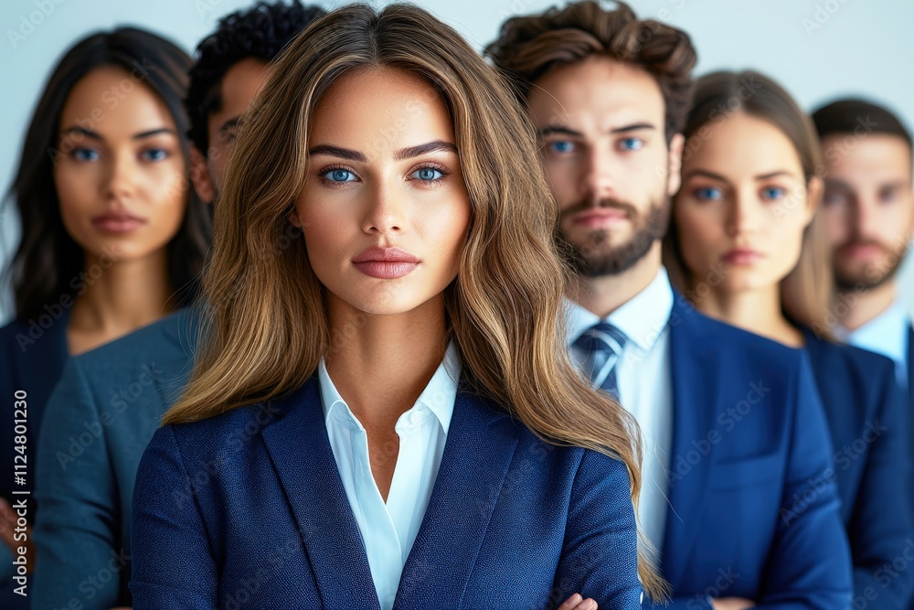 Professional group portrait showcasing diverse individuals with confidence, dressed in formal attire against a neutral background for business settings Professional group portrait showcasing diverse individuals with confidence, dressed in formal attire against a neutral background for business settings