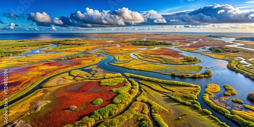 Breathtaking Salt Marshes at Bovet Bugt in Denmark: A Serene Landscape of Textures, Colors, and Natural Beauty Captured in Conceptual Photography photo