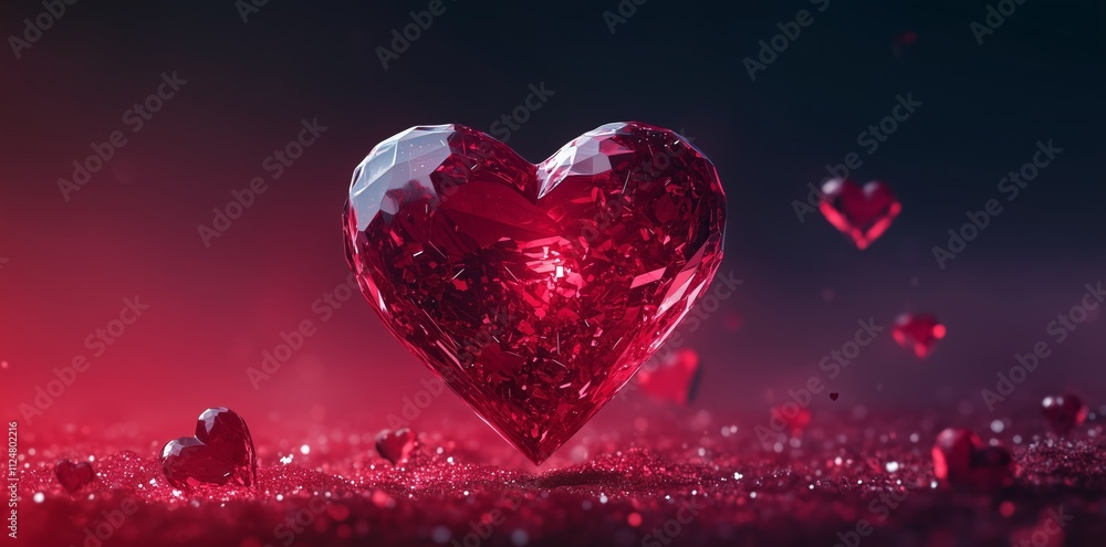 A clean red background with a large, glowing heart in the center, surrounded by smaller hearts and sparkles A clean red background with a large, glowing heart in the center, surrounded by smaller hearts and sparkles