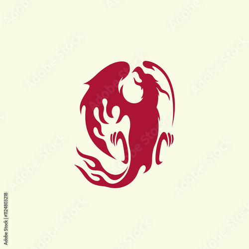 simple logo of phoenix the fire bird