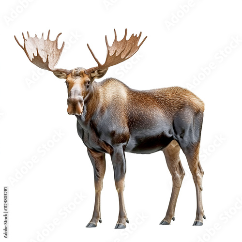 Majestic Alaska moose isolated on white background, perfect for wildlife and nature designs. photo