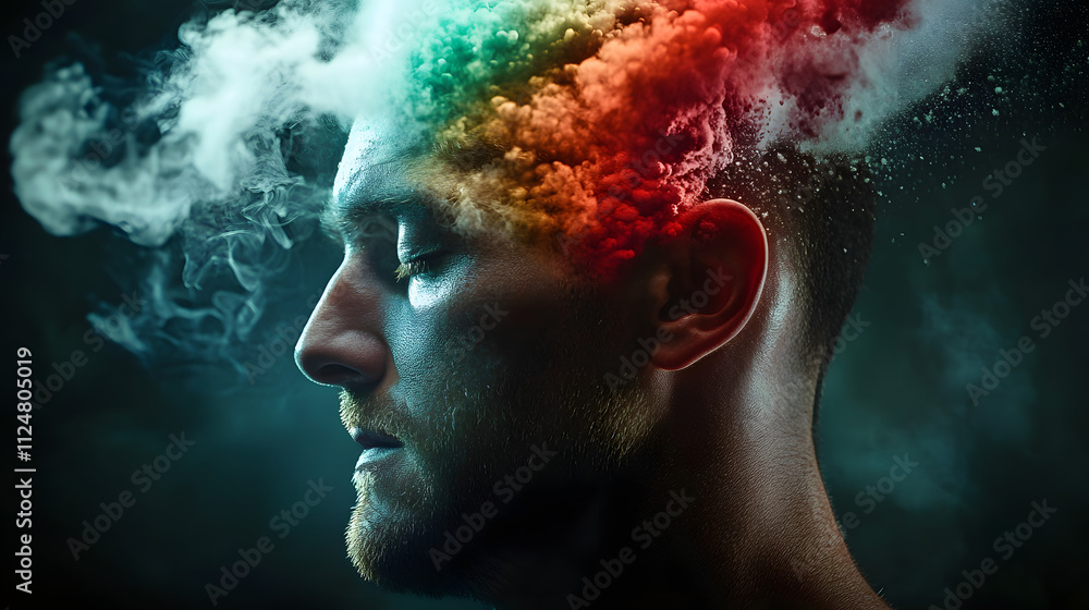 Man with Exploding Rainbow Thoughts Man with Exploding Rainbow Thoughts