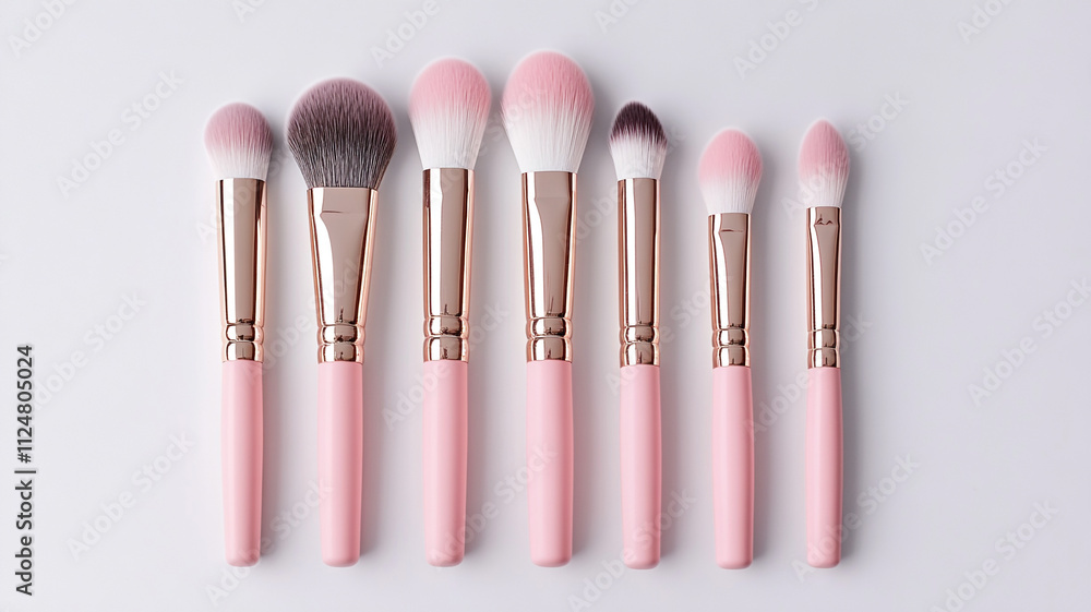 Makeup brush set isolated on a white background Makeup brush set isolated on a white background