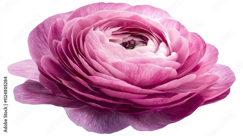 A Single Pink Ranunculus Flower Isolated On White A Single Pink Ranunculus Flower Isolated On White