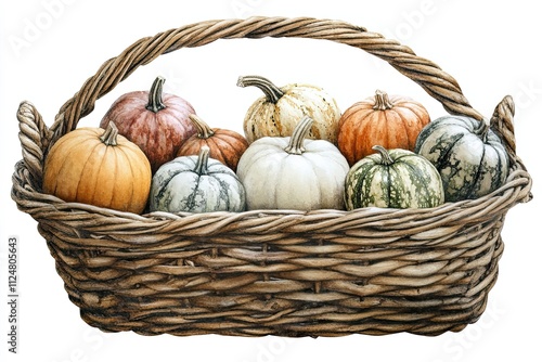 Wallpaper Mural Autumn Pumpkins in a Rustic Woven Basket Torontodigital.ca