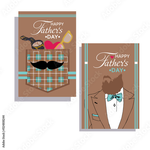 Vector postcard  Happy fathers day with tie,
business man