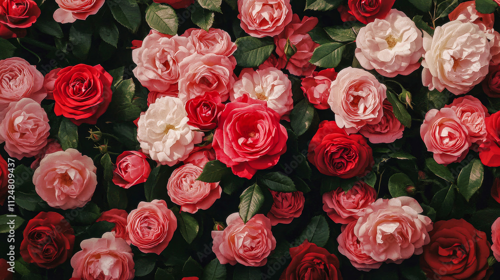 Vibrant Roses in Abundant Floral Display Vibrant Roses in Abundant Floral Display