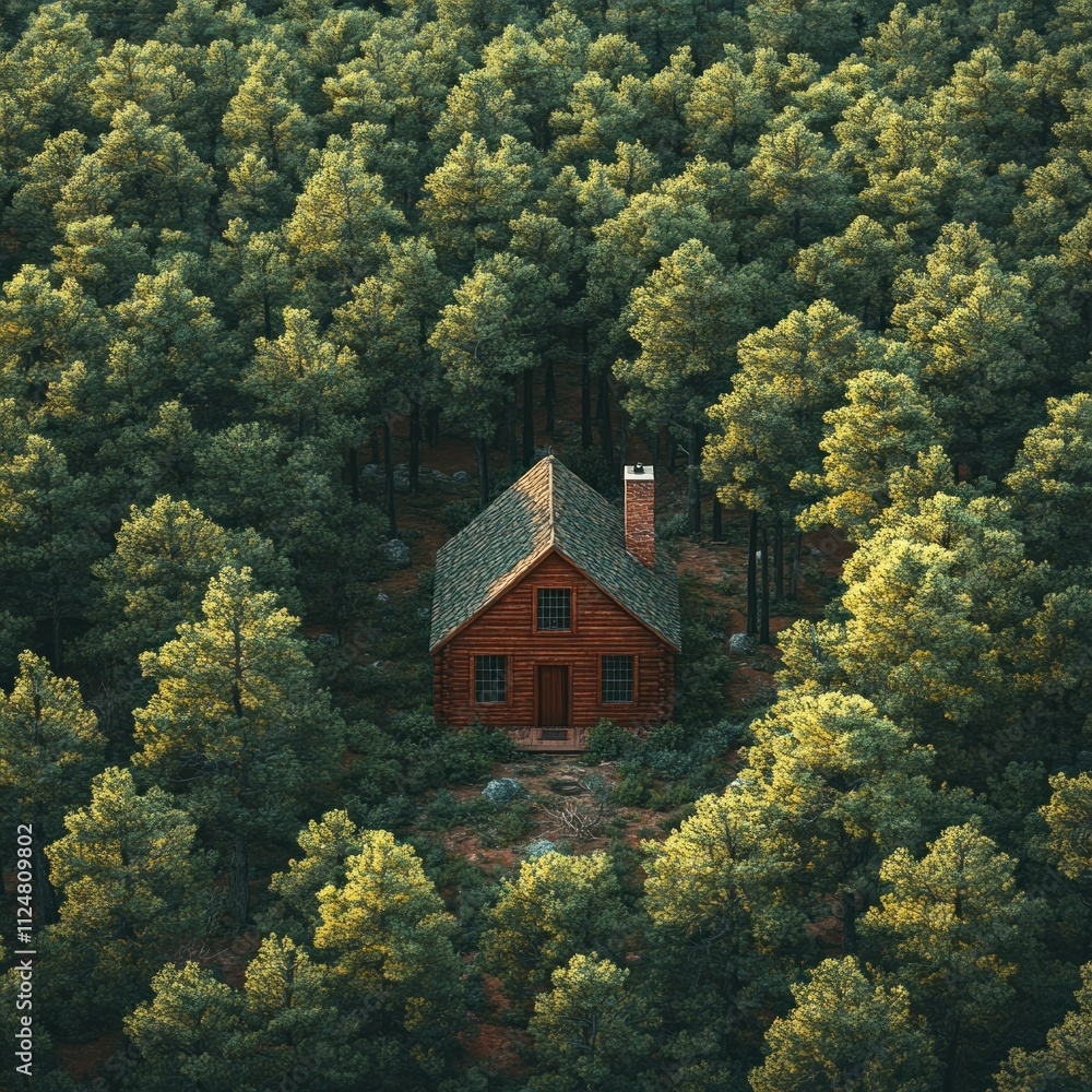 A cozy cabin nestled in a dense forest, surrounded by lush green trees. A cozy cabin nestled in a dense forest, surrounded by lush green trees.