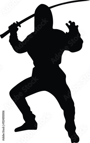 Japanese ninja silhouette illustration