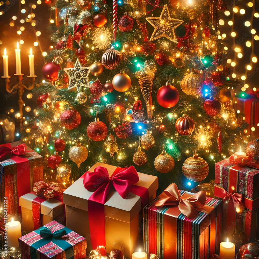 Festive Christmas Tree Surrounded by Gifts
Festive Christmas Tree Surrounded by Gifts
