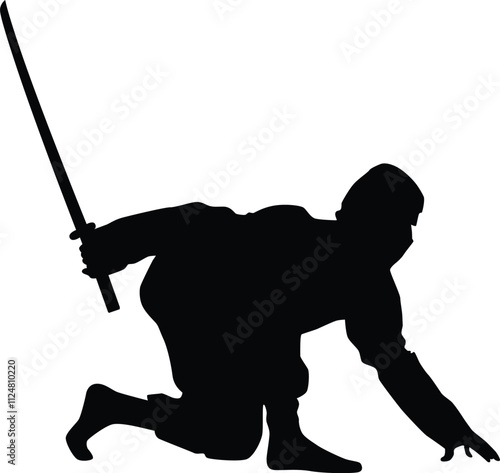 Japanese ninja silhouette illustration