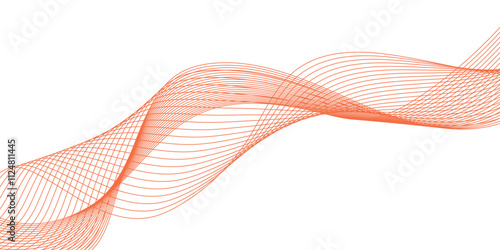 Abstract background with waves for banner. Web banner size. Abstract wave element for design. Element for design isolated on white. Red and orange.