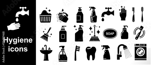 cleaning icon set. vector hygiene icons collection