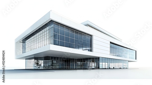 An isolated building structure on a white background