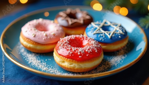 Gourmet Presentation of Sufganiyot Perfectly Designed for Hanukkah.