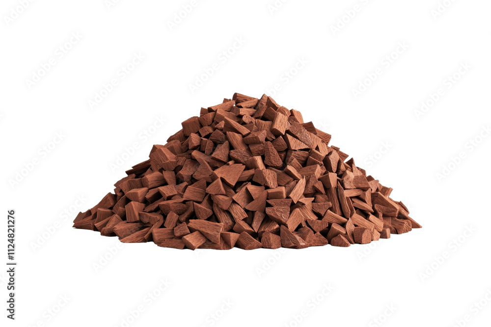 A pile of small, irregularly shaped brown wood pieces, showcasing a natural texture and earthy color. A pile of small, irregularly shaped brown wood pieces, showcasing a natural texture and earthy color.