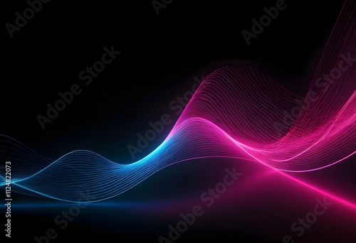 Fototapeta Naklejka Na Ścianę i Meble -  abstract futuristic background with pink blue glowing neon moving high speed wave lines and bokeh lights. Data transfer concept Fantastic wallpaper