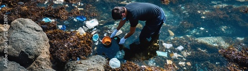 A Lone Volunteer Cleaning U...