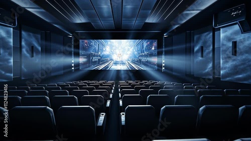 Empty Movie Theater Seats Cinematic Screen Dark Room