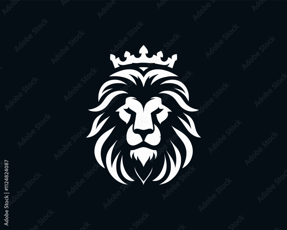 Lion King logo design icon symbol vector illustration. Black and white lion. Lion King logo design icon symbol vector illustration. Black and white lion.