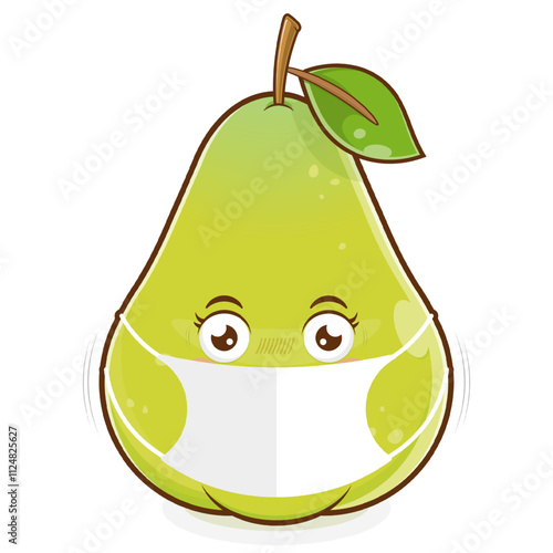 pear wear medical mask cartoon cute