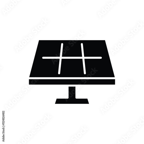 Solar panel icon. Simple solid style. Solar power, sun, renewable energy, cell, heat, light, battery, electric, technology concept. Black silhouette, glyph symbol. Vector illustration isolated.