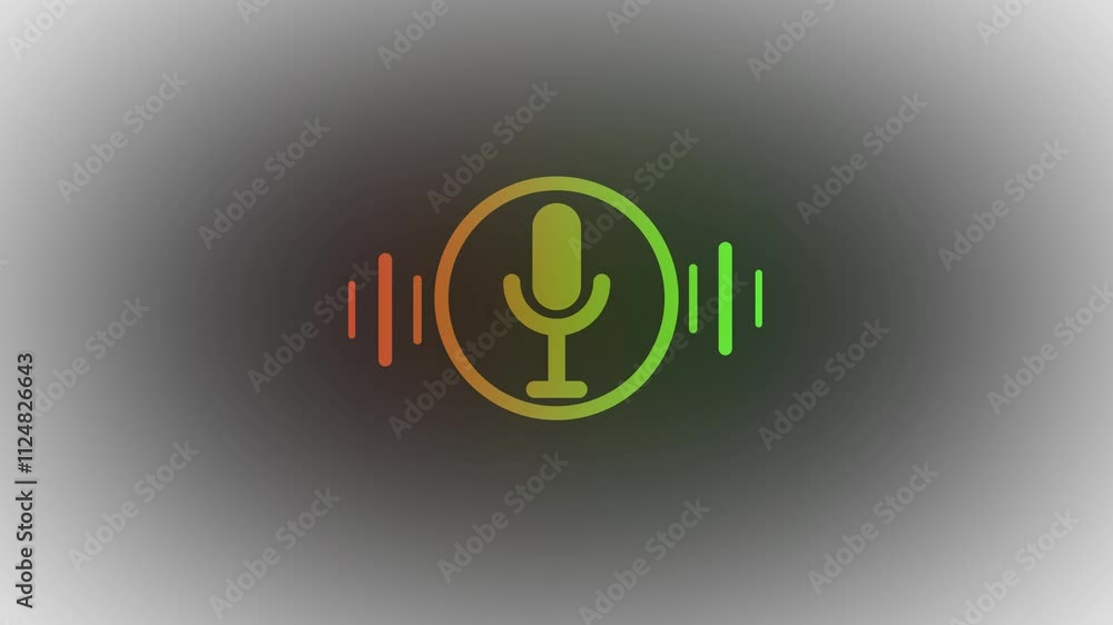 Audio microphone icon animation in a black background,the voice recording and podcast mic microphone button icon animation video. Audio microphone icon animation in a black background,the voice recording and podcast mic microphone button icon animation video.