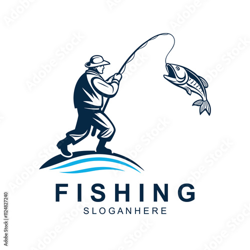 Fishing logo design template illustration. Sport fishing Logo