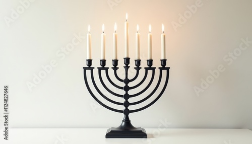 Minimalist Hanukkah Menorah Art Perfect for Contemporary Home Decor. photo