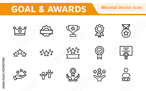 Goal & Awards Icon Set. A motivational collection of icons designed to celebrate achievements and aspirations, perfect for personal development, coaching, and recognition.