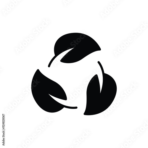 Recyclable icon. Simple solid style. Biodegradable recyclable plastic free package, circle leaf, eco, friendly material concept. Black silhouette, glyph symbol. Vector illustration isolated.