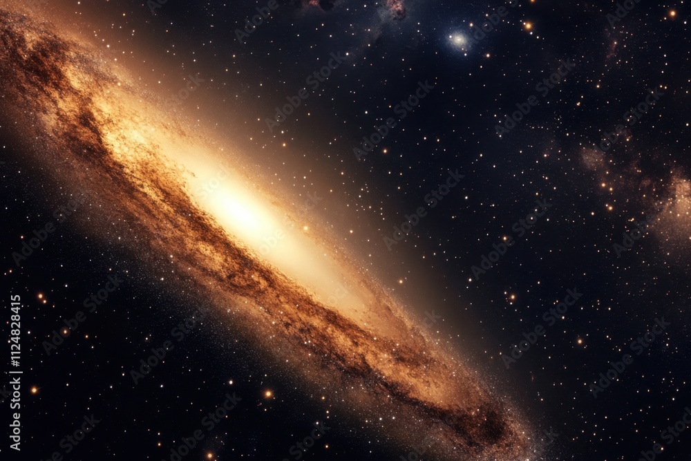 Stunning view of a spiral galaxy illuminated by a bright core against the dark cosmos Stunning view of a spiral galaxy illuminated by a bright core against the dark cosmos