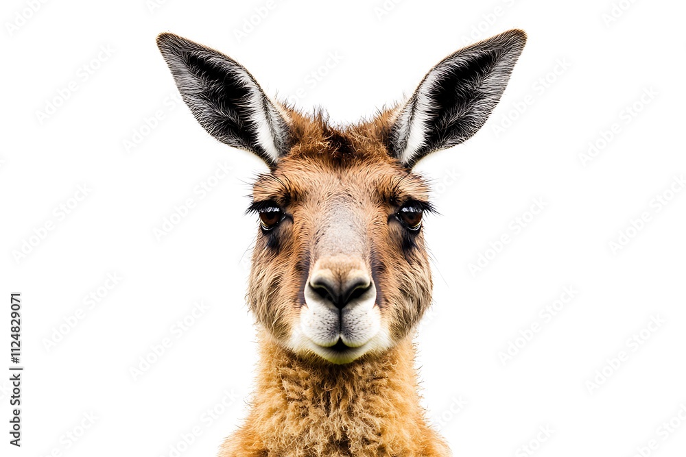 Obraz premium Red kangaroo portrait against a white background