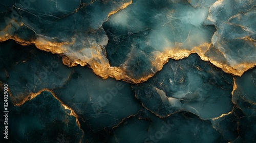 Wallpaper Mural Dynamic teal marble texture with golden highlights and elegance Torontodigital.ca