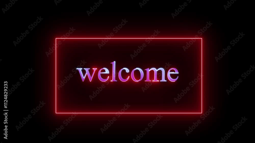 welcome text neon effect led light animation on black background welcome text neon effect led light animation on black background