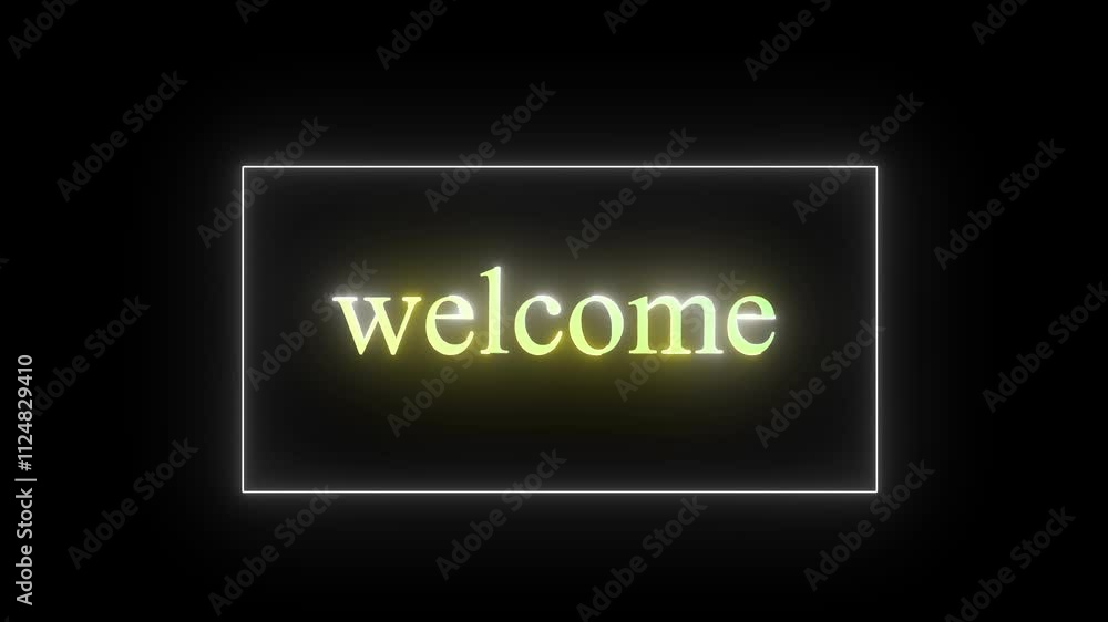 welcome text neon effect led light animation on black background welcome text neon effect led light animation on black background
