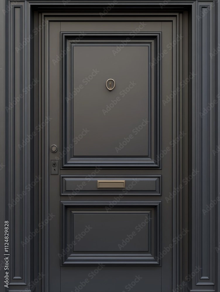 Elegant black door with classic detailing. Elegant black door with classic detailing.