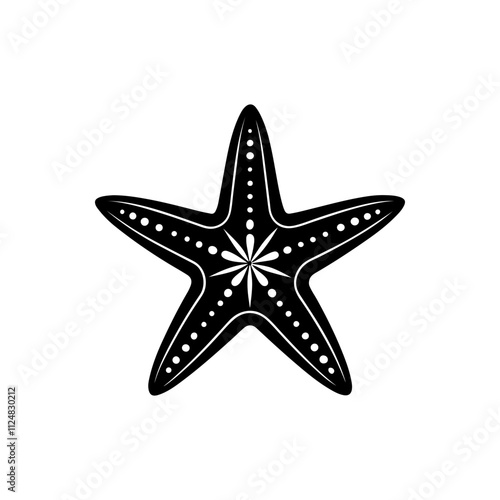 starfish silhouette, black and white silhouette, vector and illustration