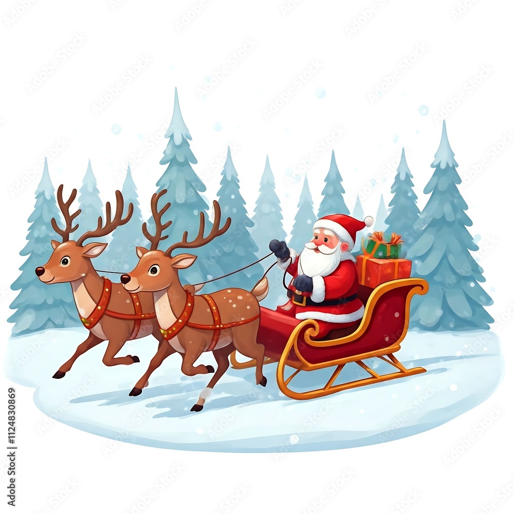 Fototapeta premium santa claus and reindeer