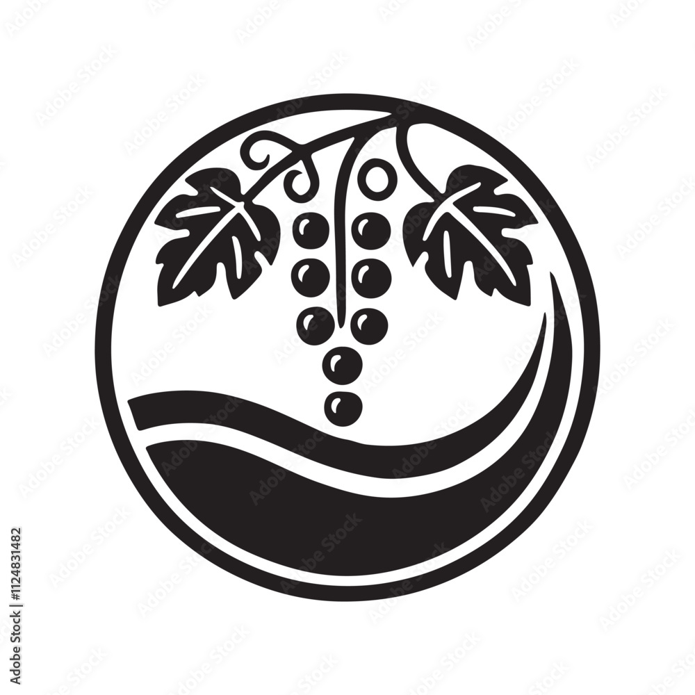 Black simple grapevine silhouette vector icon Black simple grapevine silhouette vector icon