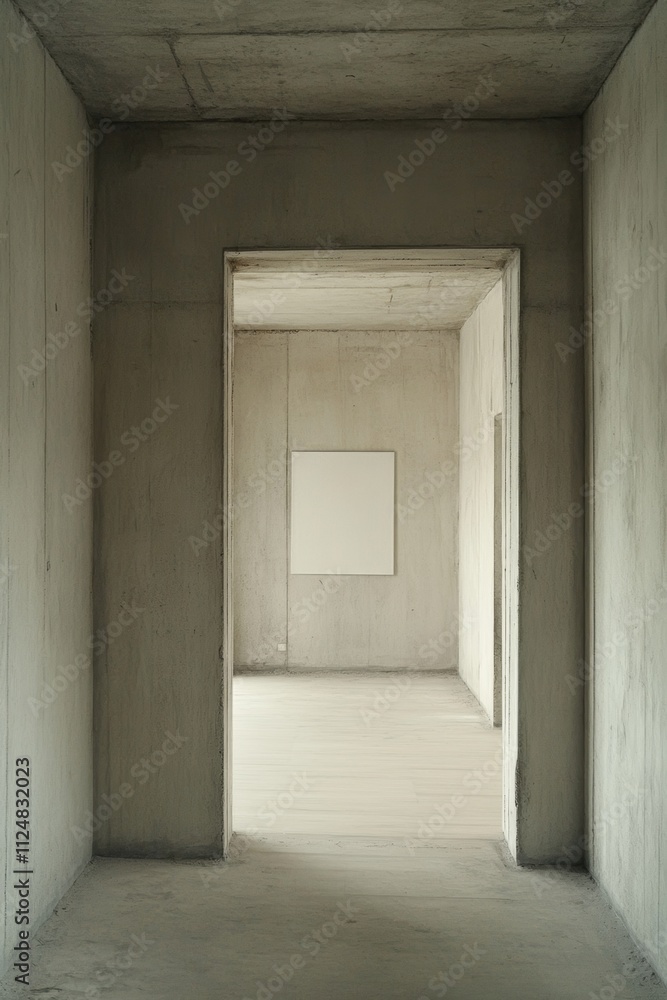 Minimalist interior with concrete walls and openings. Minimalist interior with concrete walls and openings.