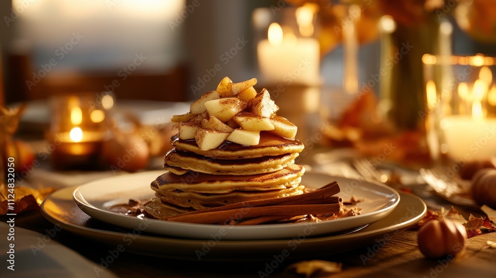 Delicious Stack of Pancakes with Apples and Cinnamon Delicious Stack of Pancakes with Apples and Cinnamon