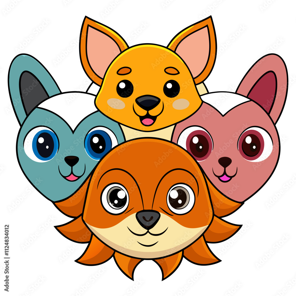 set of cartoon animal head vector illustration set of cartoon animal head vector illustration