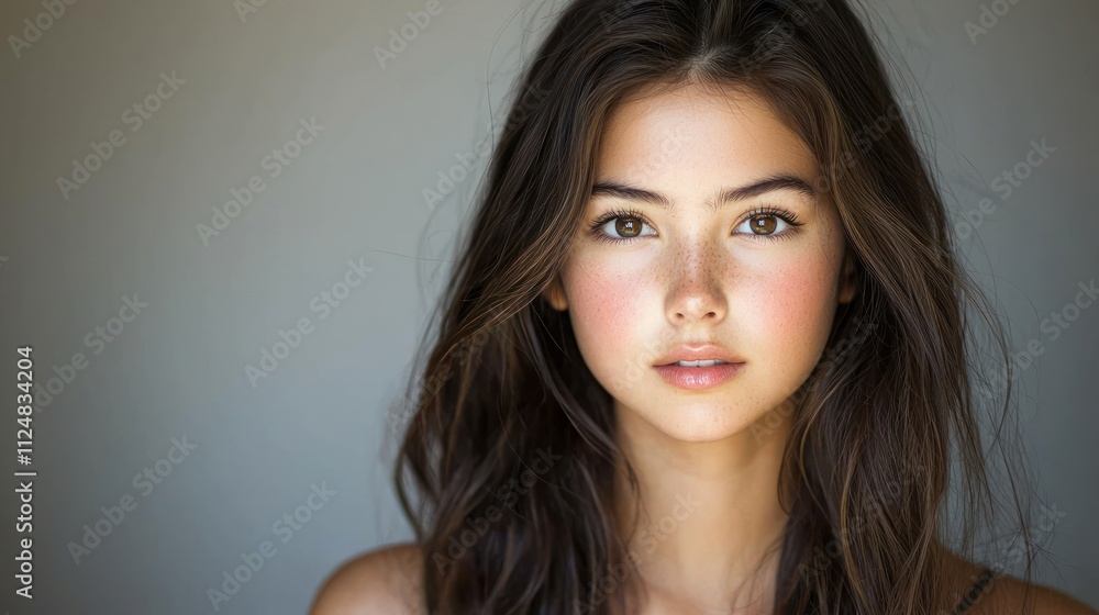 Portrait of a Young Woman with Long Brown Hair Portrait of a Young Woman with Long Brown Hair