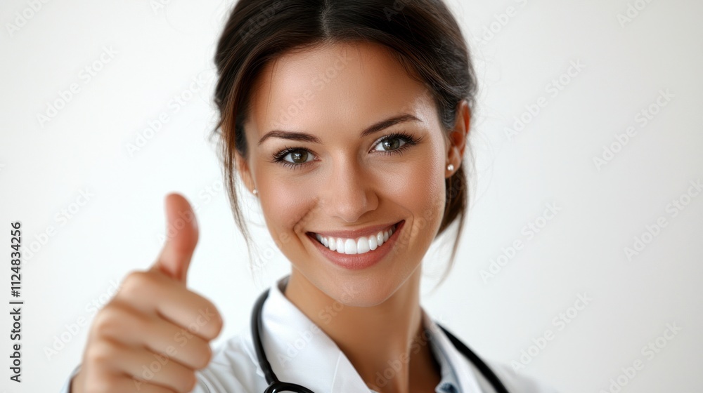 Smiling Female Doctor Giving Thumbs Up, Smiling Female Doctor Giving Thumbs Up,