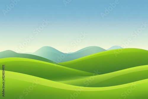 Serene green hills under a blue sky.