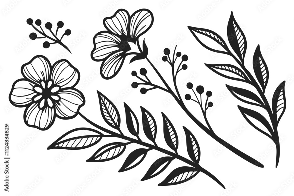 Fototapeta premium black and white flowers