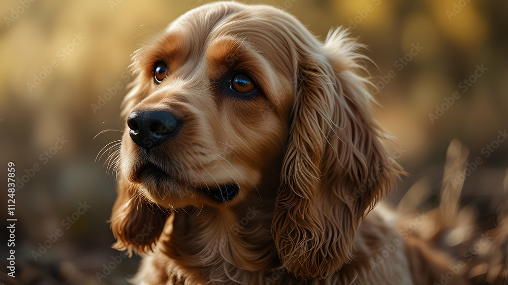Golden Cocker Spaniel Portrait: A Majestic Canine in Autumnal Hues Golden Cocker Spaniel Portrait: A Majestic Canine in Autumnal Hues